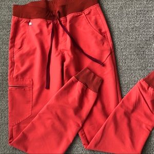 Figs Hot Coral/Burgundy Jogger Pants